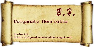 Bolyanatz Henrietta névjegykártya